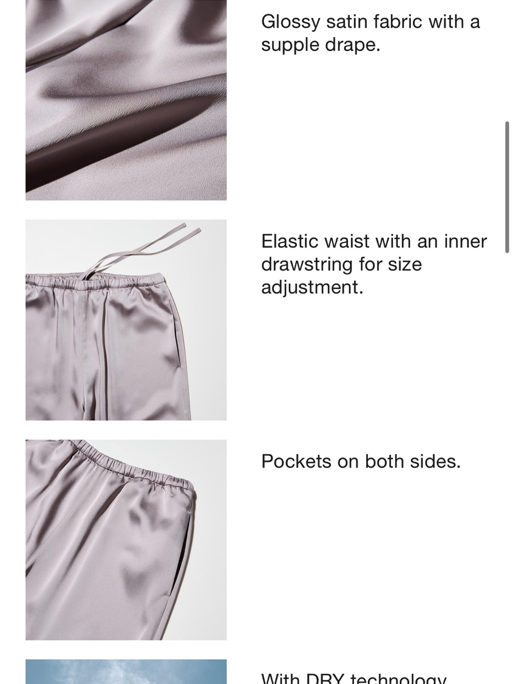 Uniqlo Satin Easy Pants - Grey - XS - Picture 3 of 8